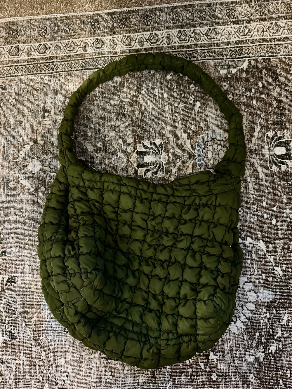 Quilted Olive Green Shoulder Bag - Stylish Women's Tote